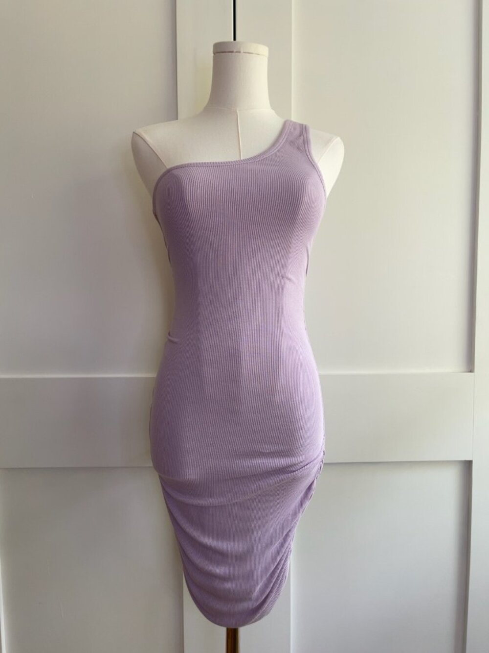 NWT L*Space Alana Ribbed One Shoulder Ruched Mini Dress Lily S